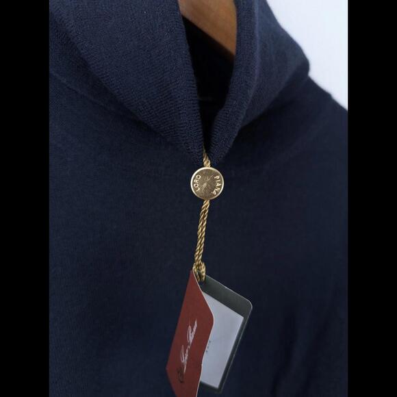 [SOLD] NWT LORO PIANA Women's Sz IT 46 US XL Navy Blue 100% Cashmere Turtleneck - Picture 3 of 13